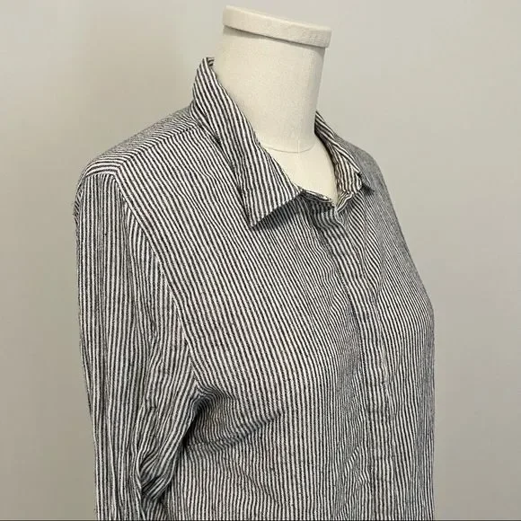 Anthropologie Sunday In Brooklyn Wiley  Striped Button Down Cotton Blouse - Picture 6 of 11